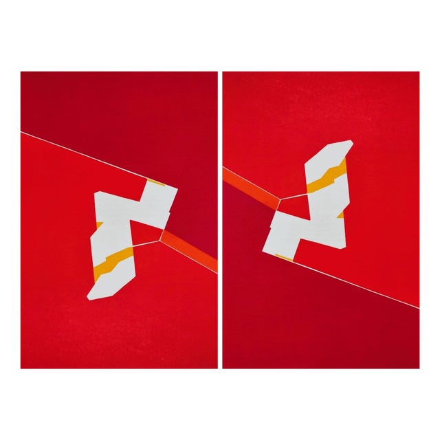 Pablo Palazuelo, Abstractions in Red, 1974, Lithographs in Color, Set of 2 For Sale