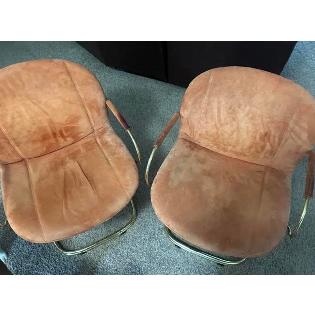 Brass Vintage 1970s Italian Gastone Rinaldi "Sabrina" Cantilever Dining Chairs for Rima - Set of 4 For Sale - Image 8 of 8