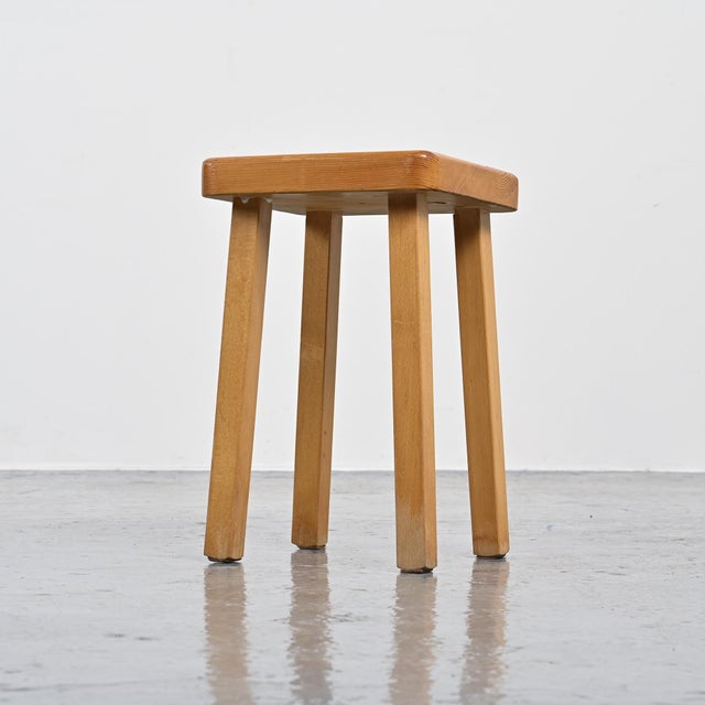 1980s Vintage Pine Stool, France, 1980s For Sale - Image 5 of 11