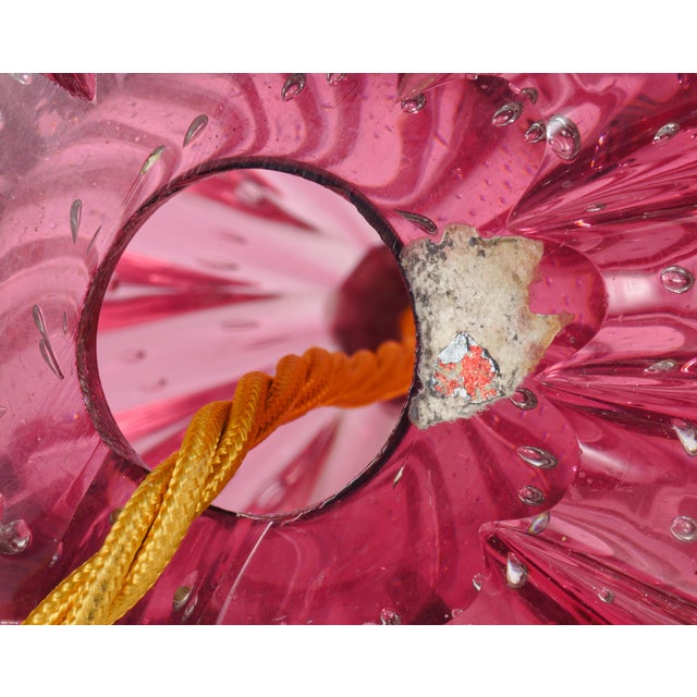 1960s Vintage Pink Bullicante Murano Glass Table Lamps by Archimede Seguso, 1960s, Set of 2 For Sale - Image 5 of 7