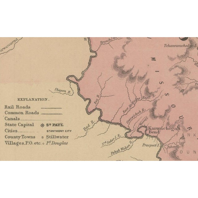 Hand-Colored Map of Minnesota and Dakota from Johnson's, USA, 1864 For Sale - Image 6 of 10