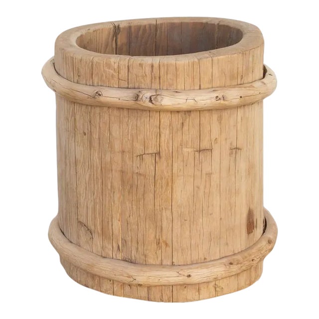 Bleached Wood & Bamboo Container For Sale