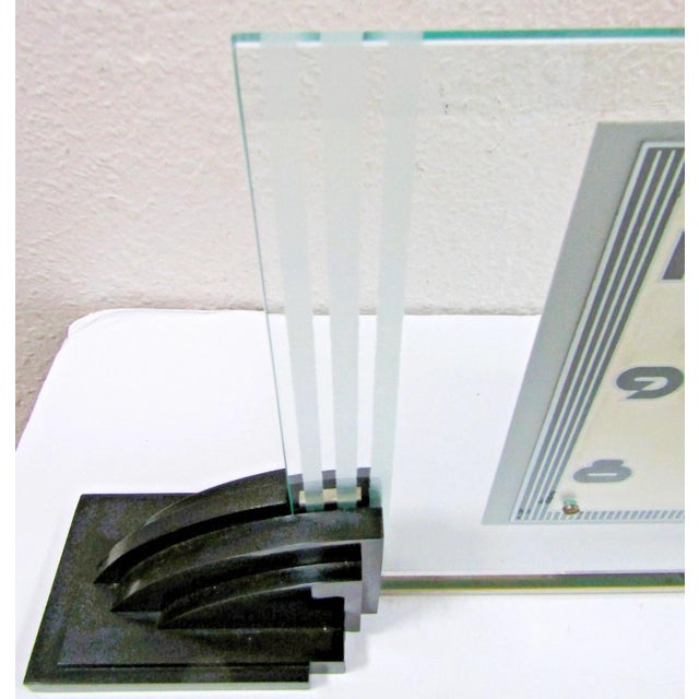 Ato French Art Deco 1930s Leon Hatot Glass and Bakelite Table Clock For Sale - Image 11 of 13