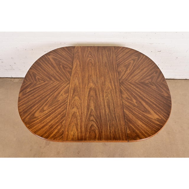 1970s Baker Furniture Style Mid-Century Hollywood Regency Faux Bamboo Carved Walnut Extension Dining Table, Circa 1970s For Sale - Image 5 of 13