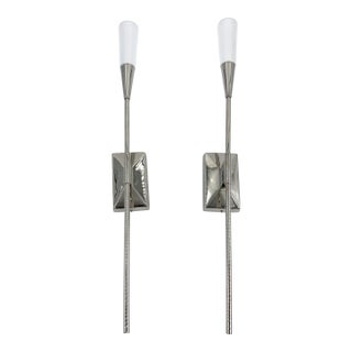 Pair of Visual Comfort Stellar Single Tail Led Wall Sconces in Polished Nickel (Pre-Owned) For Sale