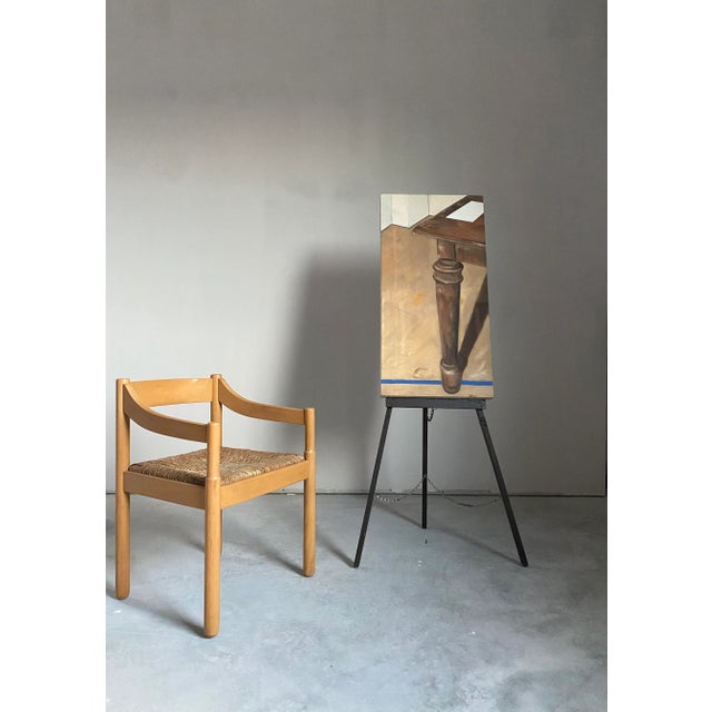 Unique, original oil on canvas painting with surrealist-treatment to room interior. We love the neutral color palette with...