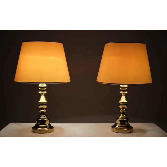Hollywood Regency Hollywood Regency Brass Table Lamps, USA, 1970s, Set of 2 For Sale - Image 3 of 10