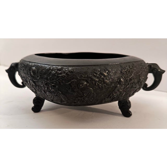 Chinese Vintage Chinese Bronze Bowl For Sale - Image 3 of 10