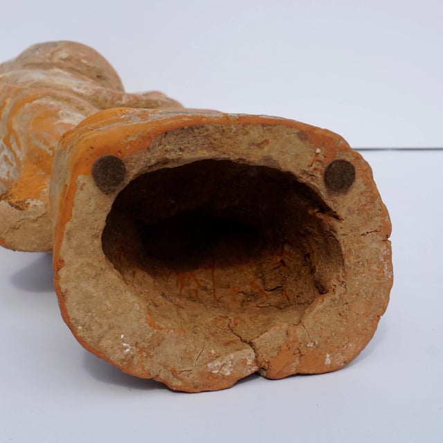 Ceramic Tang Dynasty Painted Terracotta Sculpture of a Lokapala For Sale - Image 7 of 8