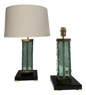 Glass Table Lamps attributed to Fontana Arte, 1980s, Set of 2