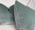 Custom pair of 22" pillows covered in Scalamandre "Strie Velvet" in color mineral. These pillows have tapered corners to...
