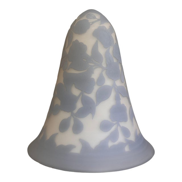 Vintage Cameo Style Periwinkle Blue Lamp Shade After Emile Galle For Sale