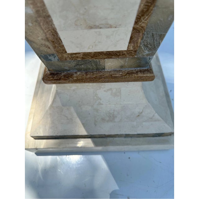 Maitland Smith tessellated marble Pedestal For Sale In Miami - Image 6 of 9