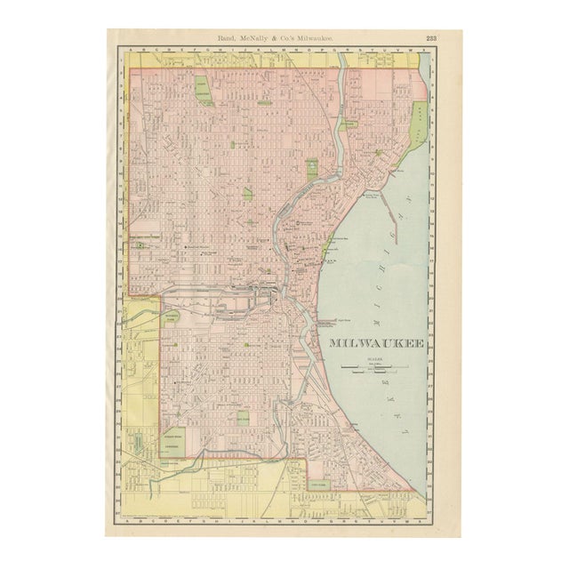 Antique Map of Milwaukee, The Cream City from Rand McNally, 1899 For Sale
