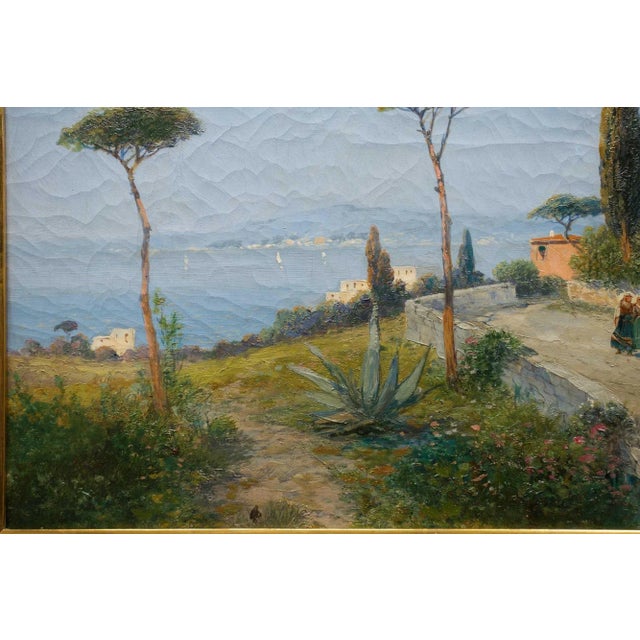 1900 - 1909 Antique Landscape Painting of Naples by George Fischhof (Austrian, 1849-1914) For Sale - Image 5 of 12