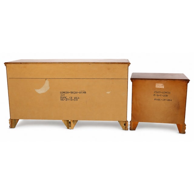 Wood 1980s Vintage Chippendale-Style Mahogany Dresser and Nightstand Set For Sale - Image 7 of 8