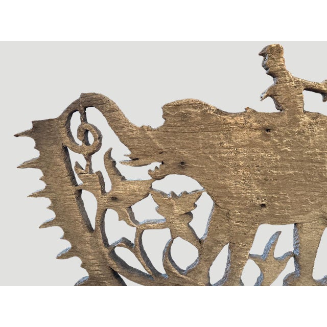 1950s Hand Carved Elephant & Man For Sale - Image 4 of 5