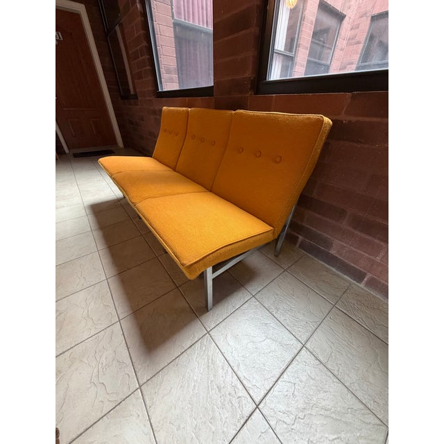 Vintage 1960s Mid-Century Modern Knoll style three-seat sofa by All-Steel Equipment Inc., Aurora, Illinois. Original...