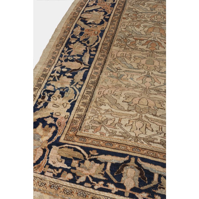 Antique Circa 1890 Taupe Malayer Hand Knotted Rug 11'2 X 18' For Sale - Image 4 of 9