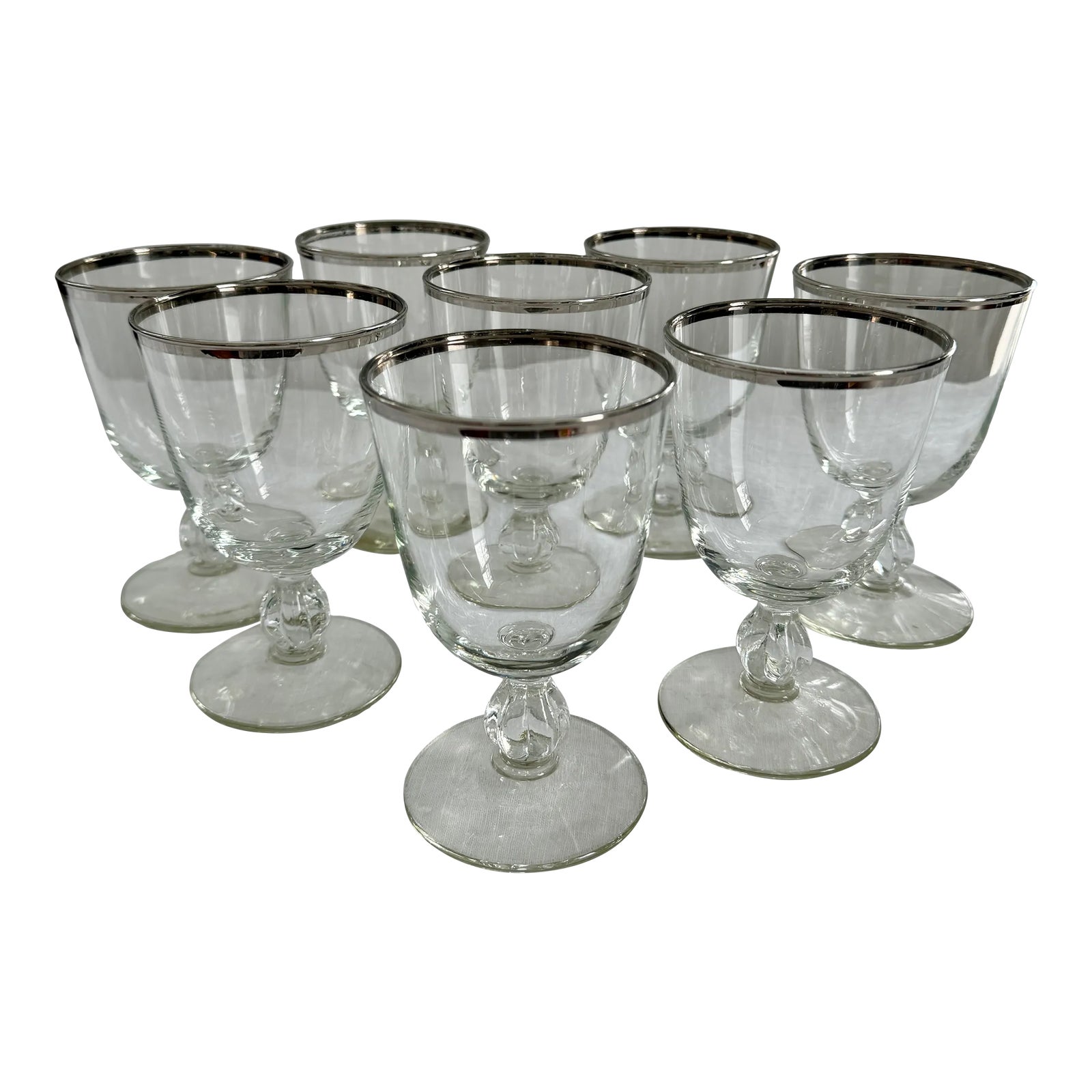 Vintage Silver Rimmed Goblets - Set of 8 | Chairish