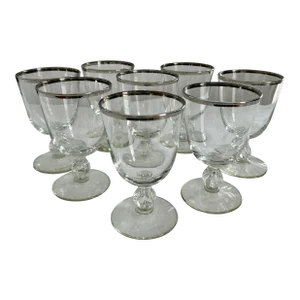 Vintage Silver Rimmed Goblets - Set of 8