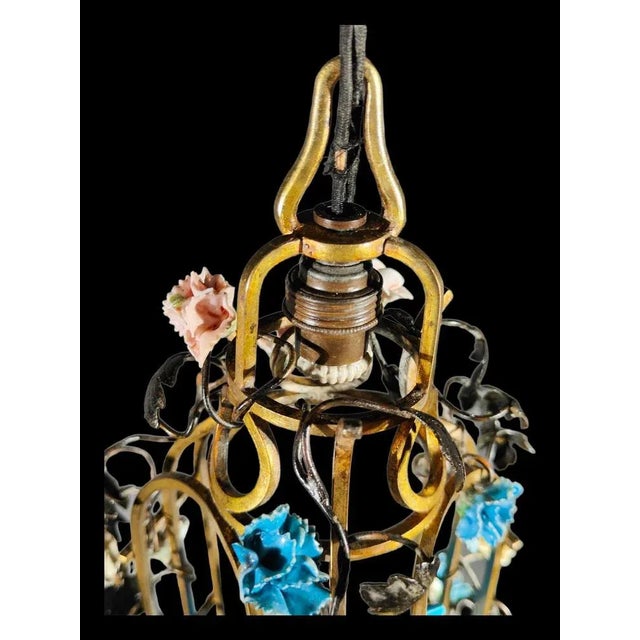 19th Century Ceiling Lamp in the Shape of Cage, 1900s For Sale - Image 10 of 13