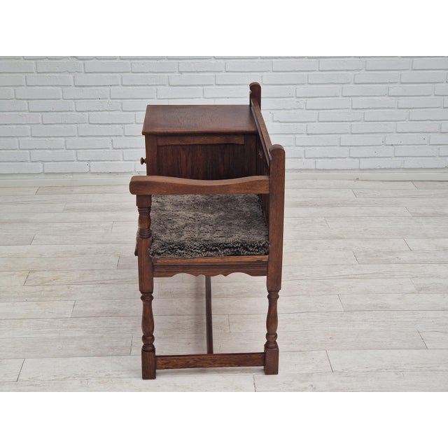 Scandinavian Bench or Sofa in Oak & Sheepskin, 1950s For Sale - Image 10 of 18