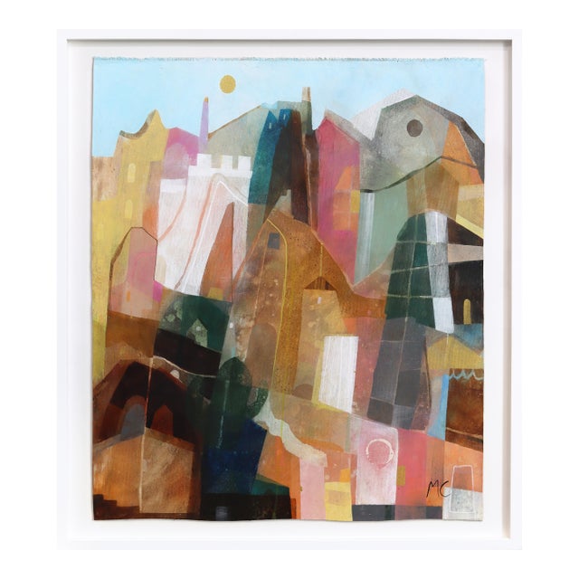 Saguaro - Framed Earth Tones Original Southwest Landscape Abstract Acrylic Painting on Canvas by Maria C. Bernhardsson For Sale