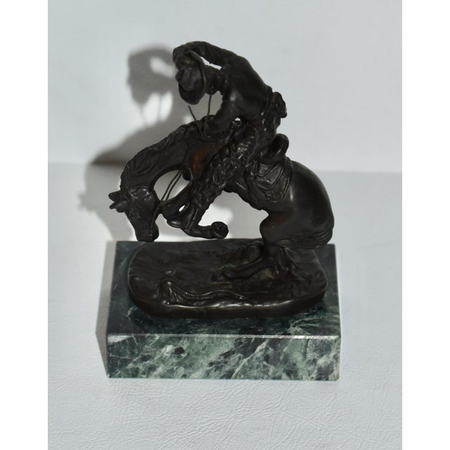 Miniature Frederic Remington Rattlesnake Bronze Sculpture Green Marble Base Mini For Sale - Image 16 of 18