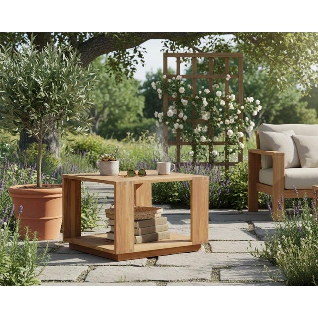 Imperial Grove Solid Teak Wood Outdoor End Table Stylish For Sale - Image 10 of 12