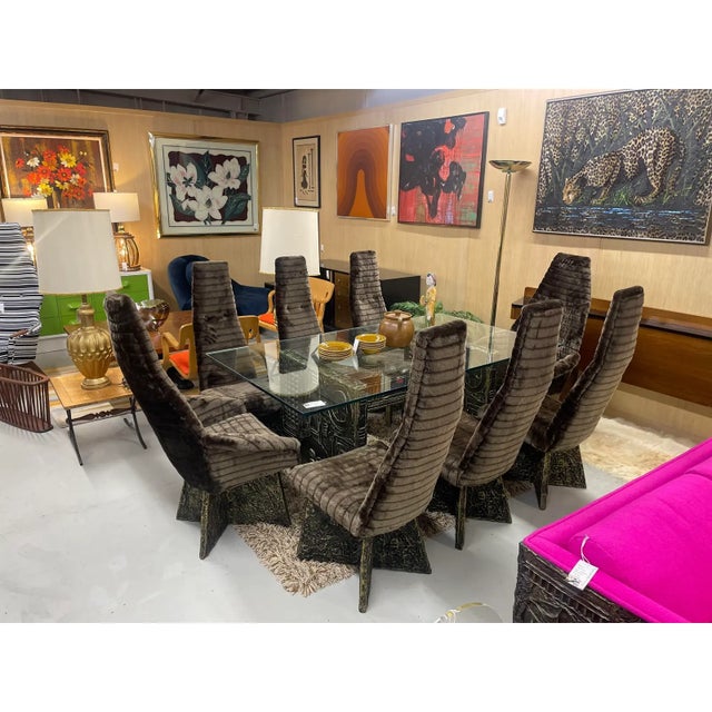 Adrian Pearsall 8 Restored Adrian Pearsall Craft Associates Bronze Brown and Black Brutalist Dining Chairs For Sale - Image 4 of 17