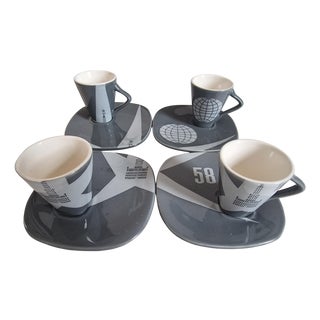 Expo 58 Mugs by Lucien de Roeck for Royal Boch, 2008, Set of 8 For Sale