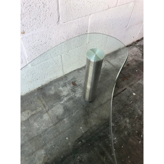 Late 20th Century Kidney Shape Glass Coffee Table With Casters For Sale - Image 11 of 12