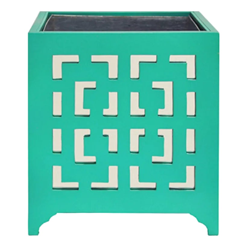 Matthew Izzo Home Libby Turquoise Greek Motif Planter Box With Mirror ...
