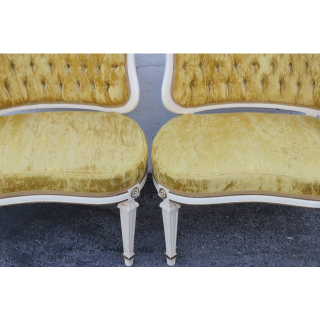 Wood French Carved Asymmetrical Ladies Parlor Side Chairs a Pair 6287 For Sale - Image 7 of 18