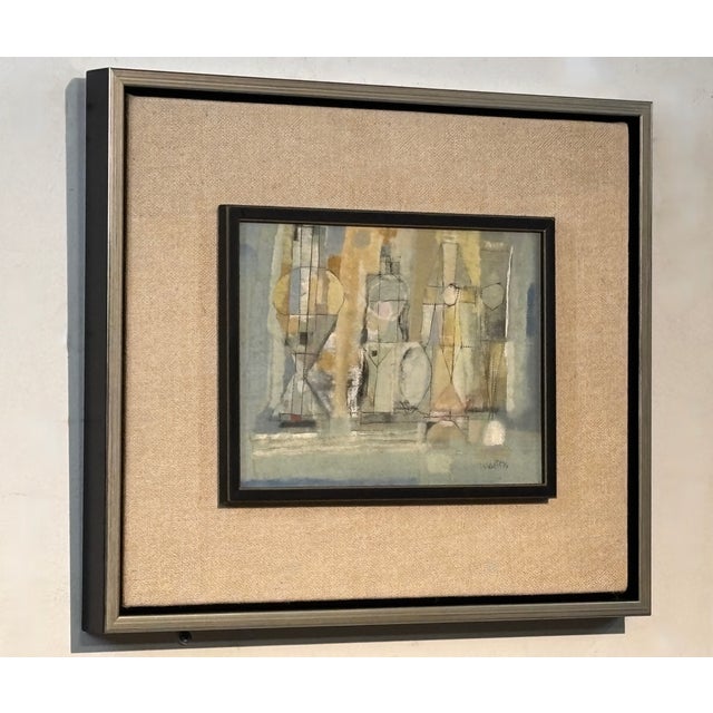 A very pleasing small abstract painting by Reginald Sidney Weston (1909-1967). Oil on canvas board, recently framed....