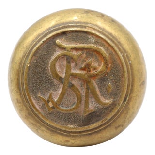 Antique Brass Emblematic Saint Regis Guest Room Door Knob For Sale