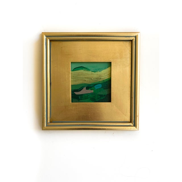 2020s "Green Landscape" Pair of Framed Mini Paintings by Jessalin Beutler For Sale - Image 5 of 6