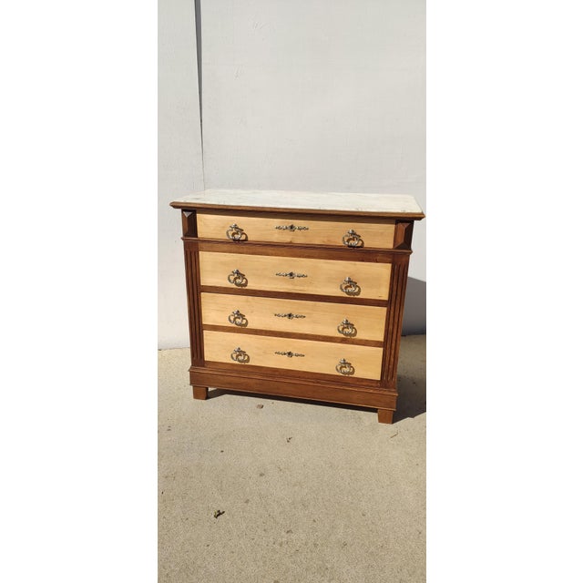 Chest of Drawers in Wood and White Marble, 1950s For Sale - Image 6 of 11