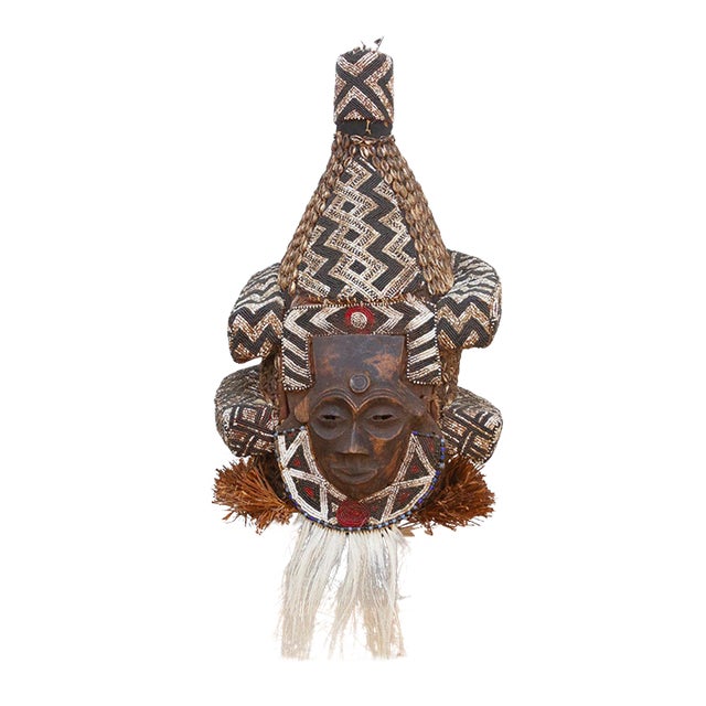 African Beaded Lele Tribe Mask For Sale