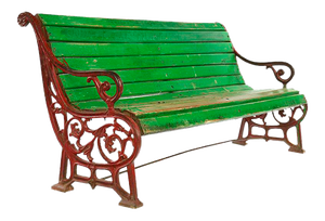 Bench in Wood and Cast Iron with Green Patina, 1940s