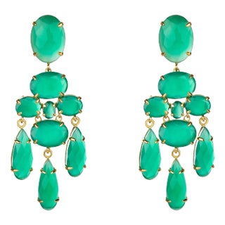 Greta Earrings (Green) (Clip On) For Sale