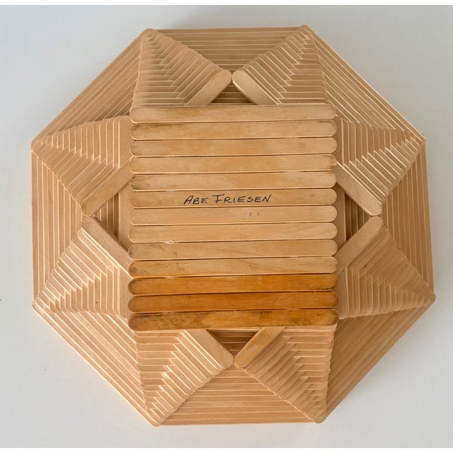 Vintage Tramp Art Style Octagonal Popsicle Stick Catchall Bowl For Sale In Palm Springs - Image 6 of 10