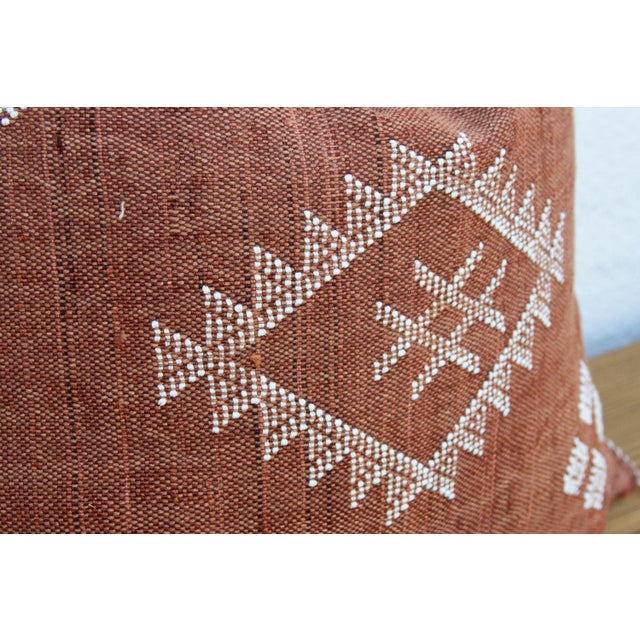 1990s 24" Rust Trail Moroccan Silk Pillow For Sale - Image 5 of 8
