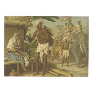 Leutemann, India Tiger Hunt Scene, 1890s-1910s, Chromolithograph For Sale