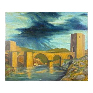 Stephen LeBailly Signed Original Oil – "San Martin Bridge, Toledo, Spain" (24x20) For Sale