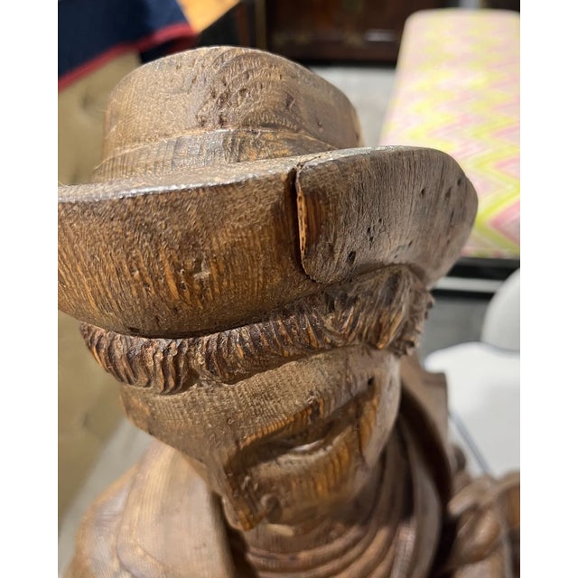 Italian Hand Carved Wood Statue. 18th C Style Young Man For Sale - Image 11 of 12