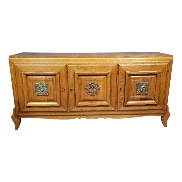 Art Deco Style Sideboard in Light Oak, 1940s For Sale