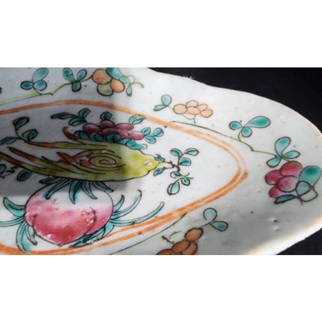 Chinese Antique Chinese Famille Rose Footed Offering Dish For Sale - Image 3 of 6