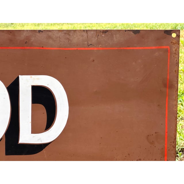 1950s Hand Painted Advertising Metal Sign Wood Furnaces For Sale - Image 5 of 12